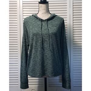 Cyrus‎ Ribbed Knit Hoodie Women's Medium Heather Green Long Sleeve Lightweight
